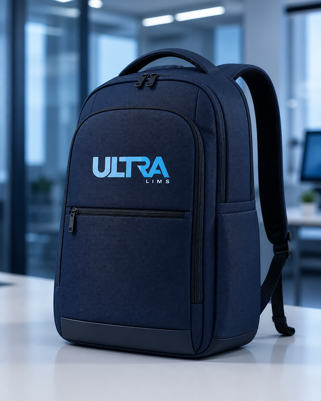 Mochila com a marca UltraLIMS